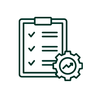 Icon of a checklist with a gear, symbolizing engagement-driven design for WordPress websites with hosting in Canada
